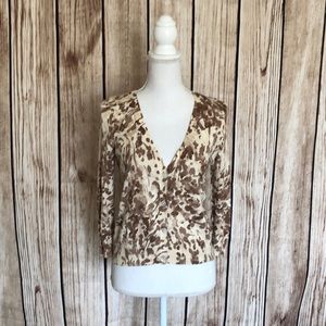 Talbots Cardigan w/Brown Floral Pattern Size Small